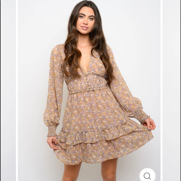 Dresses & Skirts - NWT STORIA LONG SLEEVE FLORAL MINI DRESS